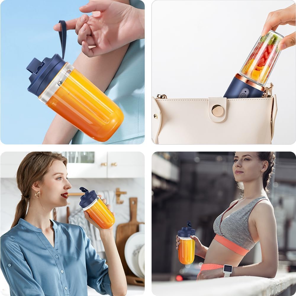 Portable Blender for Smoothies & Juices | 400ML Compact Jar for Soft Fruits | 40W Motor Crushes Ice | Auto-Stop After 40s | 1500mAh Rechargeable Juicer with Built-in Jar ( Multicolour )