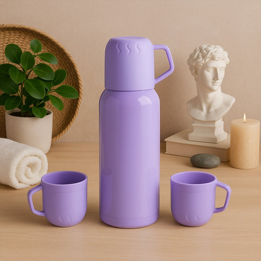 Elegant Purple Thermos Flask Set