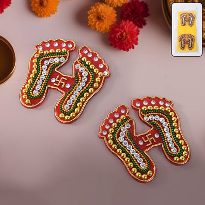 Decorative Laxmi Charan Paduka Sticker Set (Pack of 2 Pc)