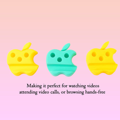 Multi-Functional Apple-Shaped Plastic Mobile Stand with Pen Holder (3 Pc / Mix Color)
