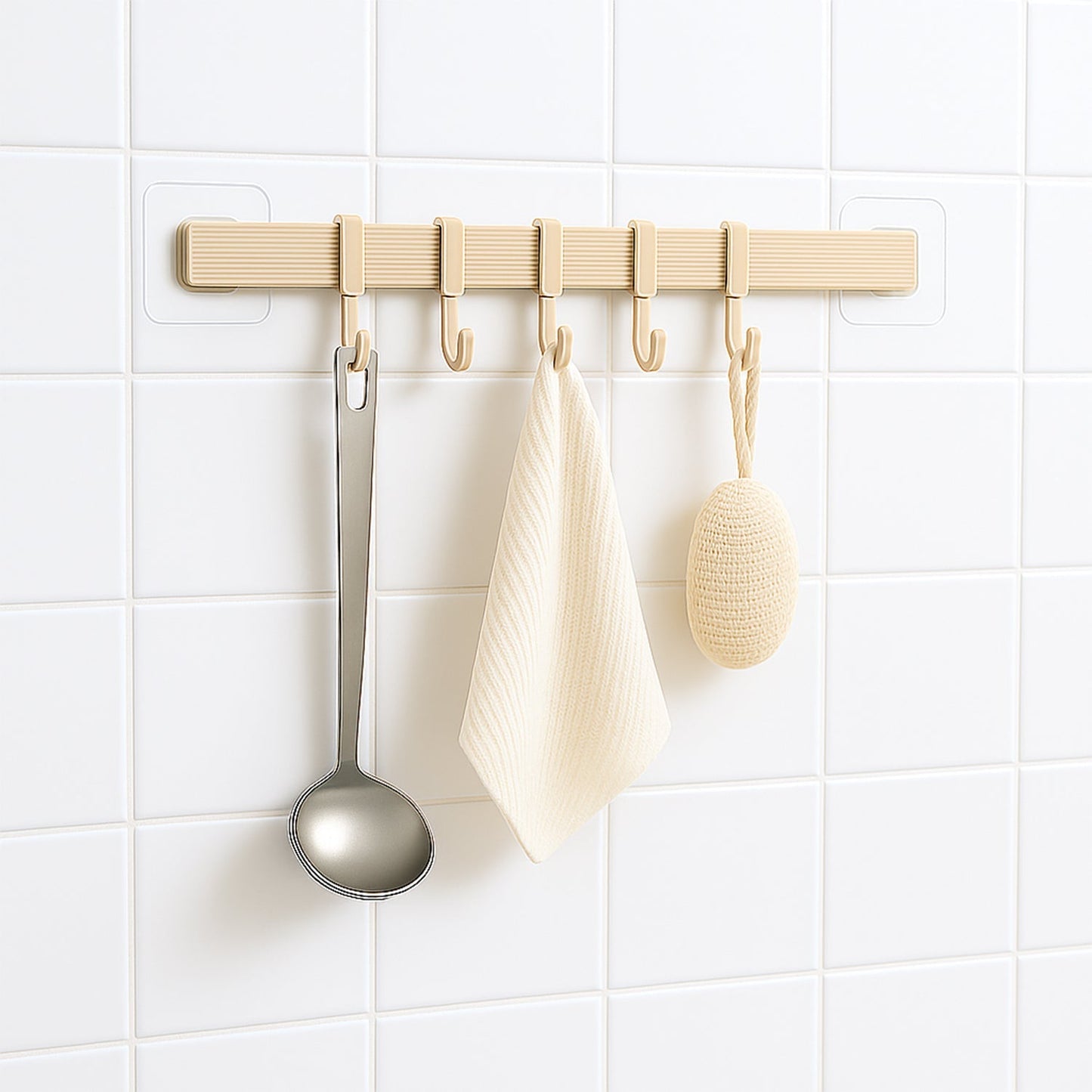 Self-Adhesive 6-Hook Wall Hanging Rack (1 Pc)