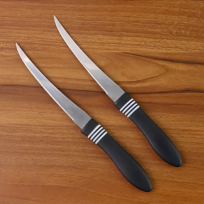 Premium Curved Serrated Stainless Steel Kitchen Knife Set (Mix Color & 2 Pc)