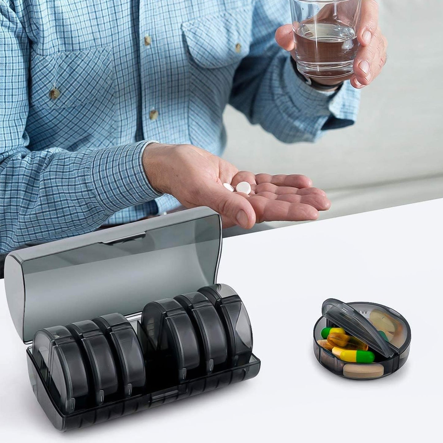 Weekly Pill Organizer 2 Times a Day Travel 7 Day Pill Box Twice a Day Daily Medicine Pill Case with Large Compartments