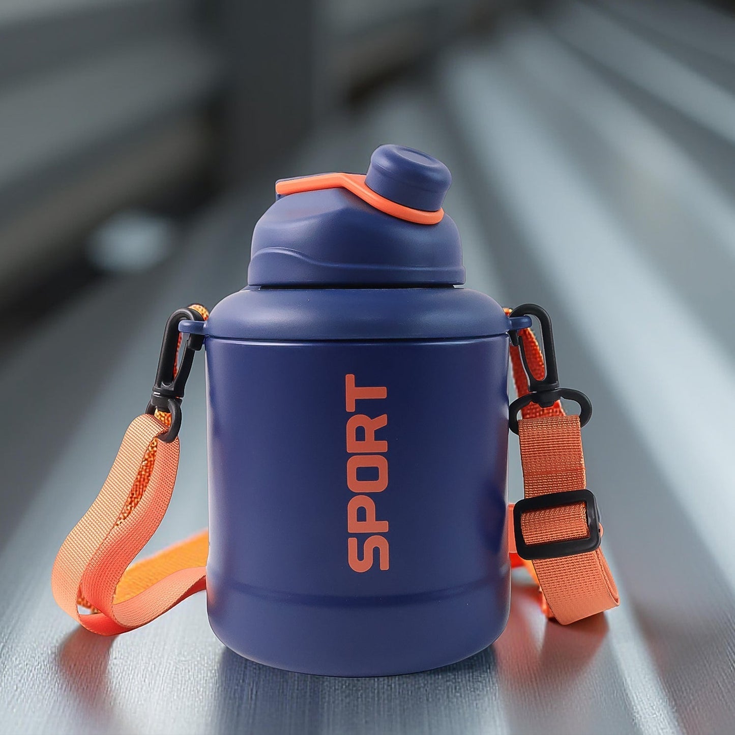 Sports Vacuum Bottle with Shoulder Strap 1 Pc Stylish Mix Design & Size