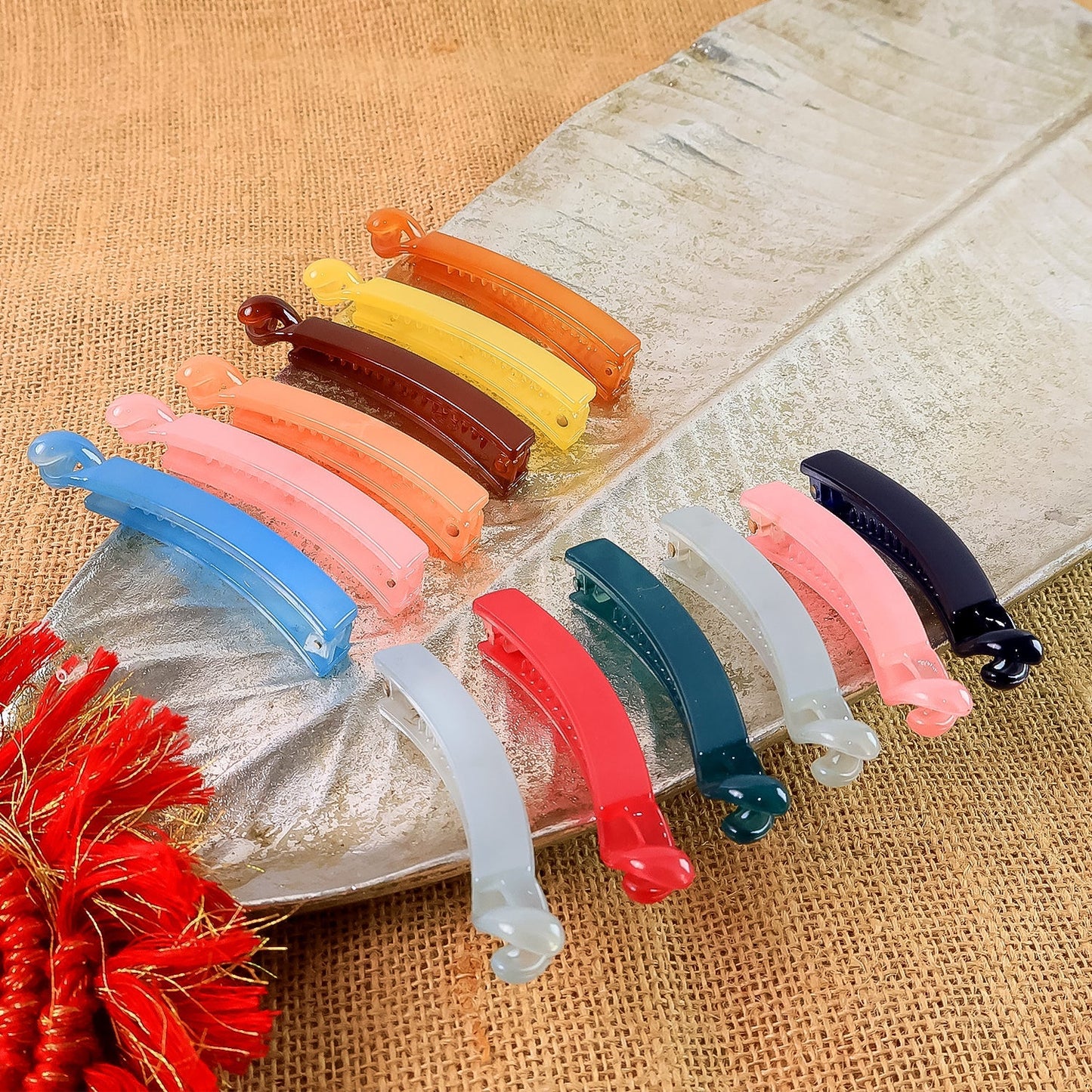 Set of Multicolor Banana Hair Clips 