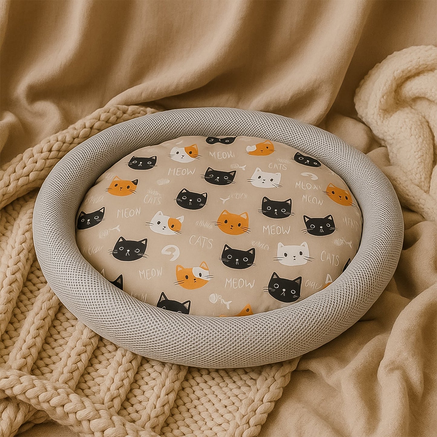 Meow Print Bed