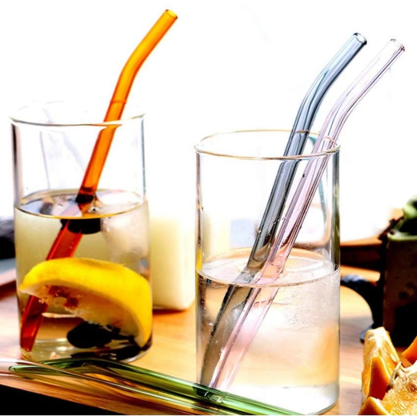 Reusable Glass Straws Clear Glass Drinking Straw (5 pcs Set)