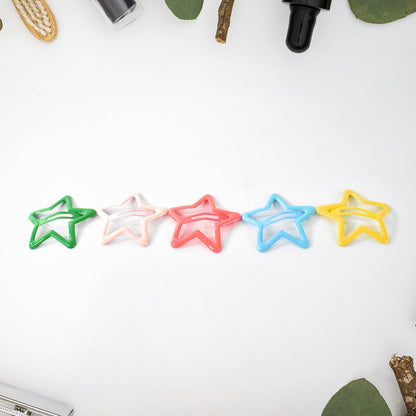Metal Printed Star Shape Hair Clips (5 Pcs Set)