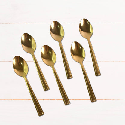 Premium Luxurious Stainless Steel Coated Spoons (6 Pcs Set / Golden)