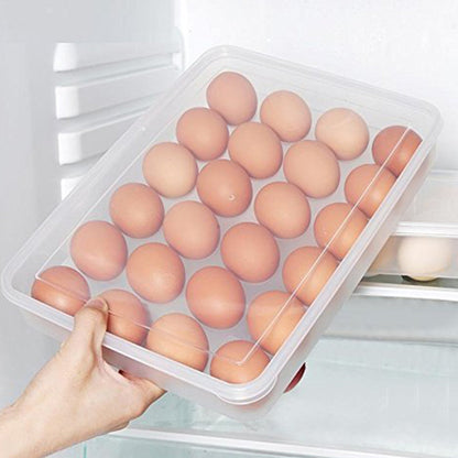 Plastic Egg 24 Grid Storage Container Holder for Refrigerator Egg Tray Holds 24 Eggs (1 Pc)