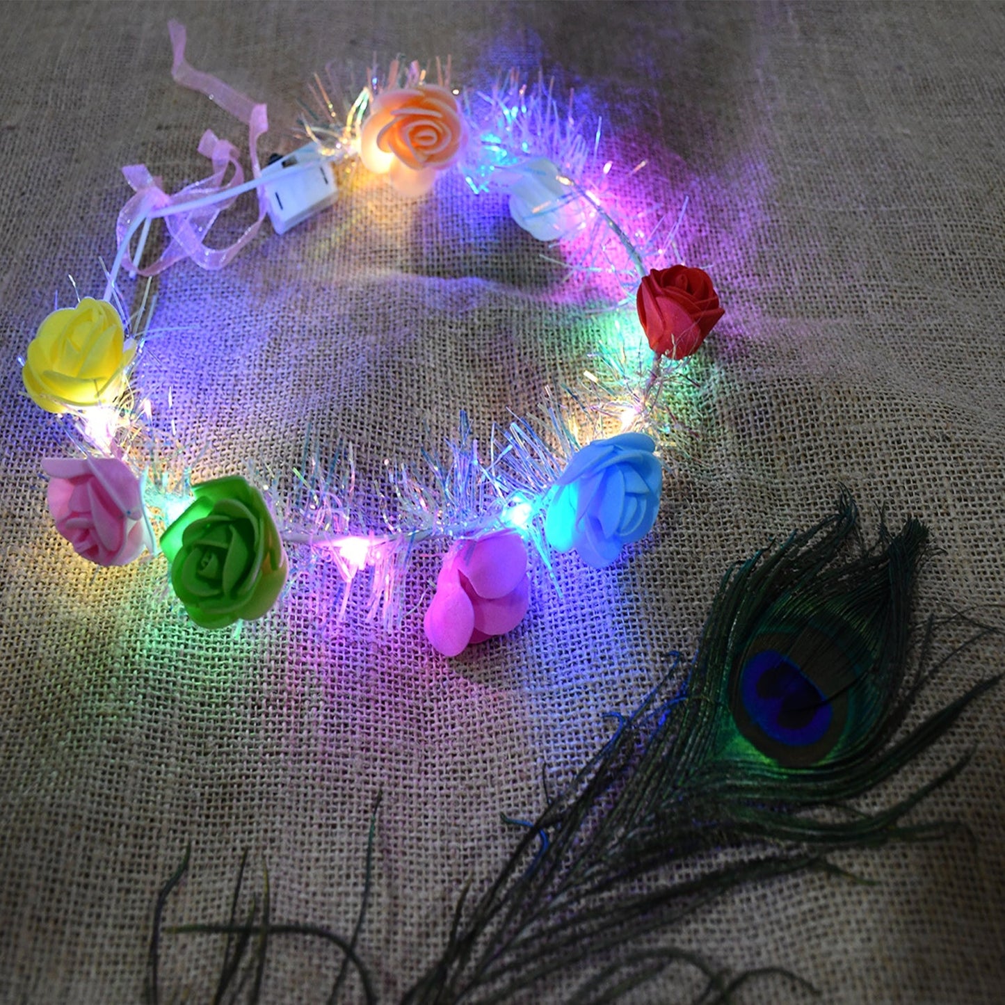 LED Flower Crown Headband – Multicolor Light-Up (1 Pc), Hair accessories
