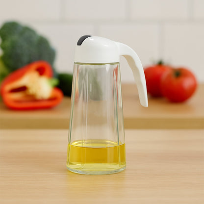 Kitchen Glass Oil Bottle Dispenser Automatic Opening Closing Home Bottles For Oil And Vinegar Honey Olive Oil Container (630ml)