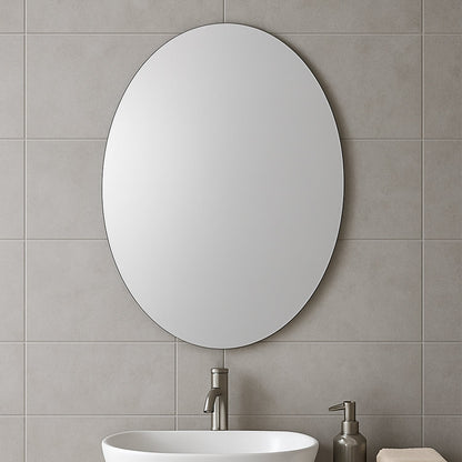 Elegant Oval Frameless Wall Mirror for Home & Office Decor (6 Pc)