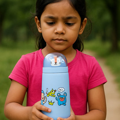 Double Wall Cartoon Glass Water Bottle 350Ml (1 Pc)