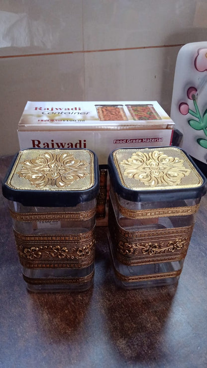 Plastic Rajwadi Container 2pcs set 1100ml