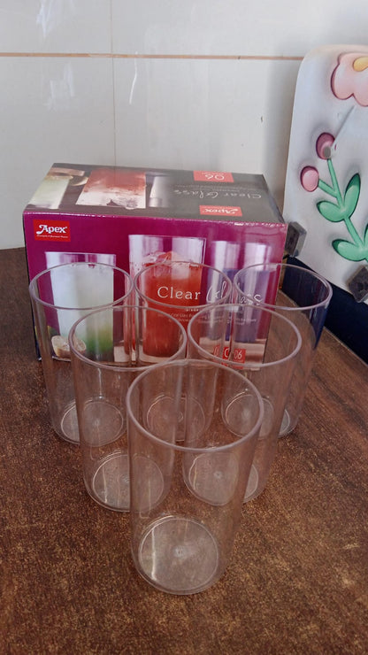 Apex Clear Plastic Tumbler / Glass Set – 6-Piece Unbreakable