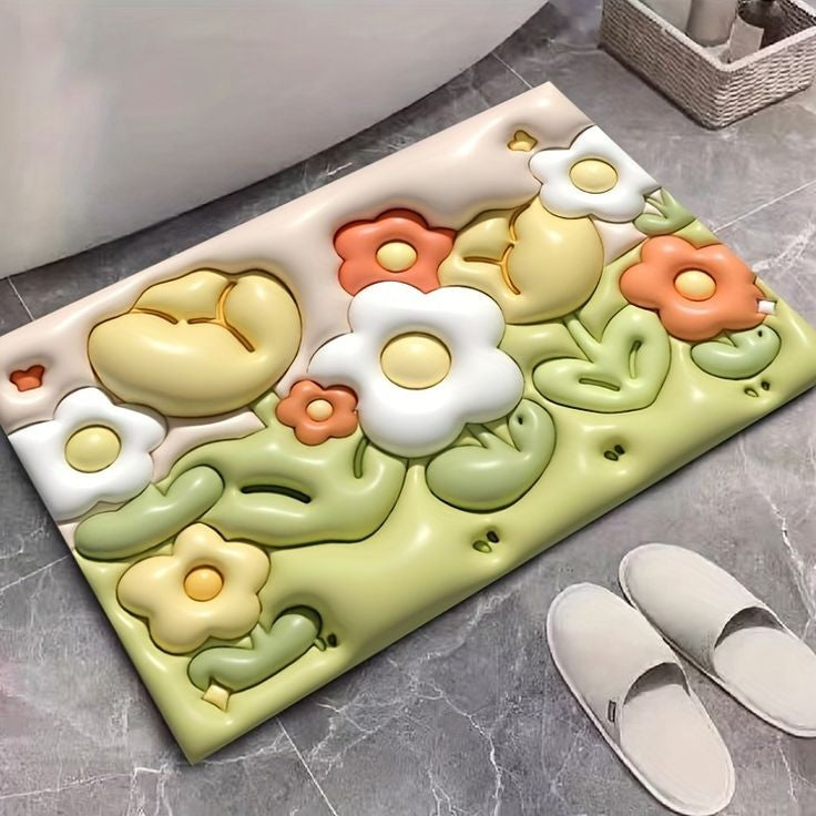 Anti Slip 5D Water Soaking Floor Mat | Water Absorbent Non Slip Bath Mat | Quick Dry Mat for Bathroom | Rectangular Door Mat for Home | Drawingroom and Design ( Multicolour ) ( Random Colour )