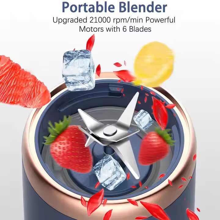 Portable Blender for Smoothies & Juices | 400ML Compact Jar for Soft Fruits | 40W Motor Crushes Ice | Auto-Stop After 40s | 1500mAh Rechargeable Juicer with Built-in Jar ( Multicolour )
