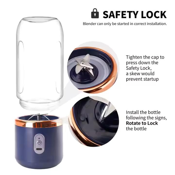 Portable Blender for Smoothies & Juices | 400ML Compact Jar for Soft Fruits | 40W Motor Crushes Ice | Auto-Stop After 40s | 1500mAh Rechargeable Juicer with Built-in Jar ( Multicolour )