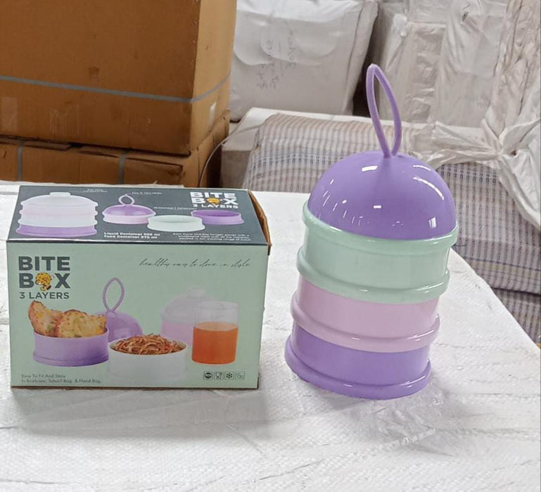 Customized 3 Layer Cute Portable Baby Food Milk Powder Storage Box Bottle Container Milk Powder Baby Food Container Bowl (Mix Color)