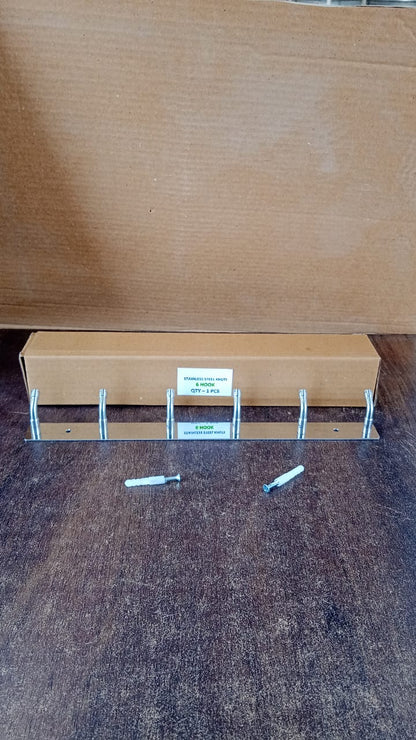 Stainless Steel Wall Mounted Coat 6 Hook Rack (32x3 / 1Pc)