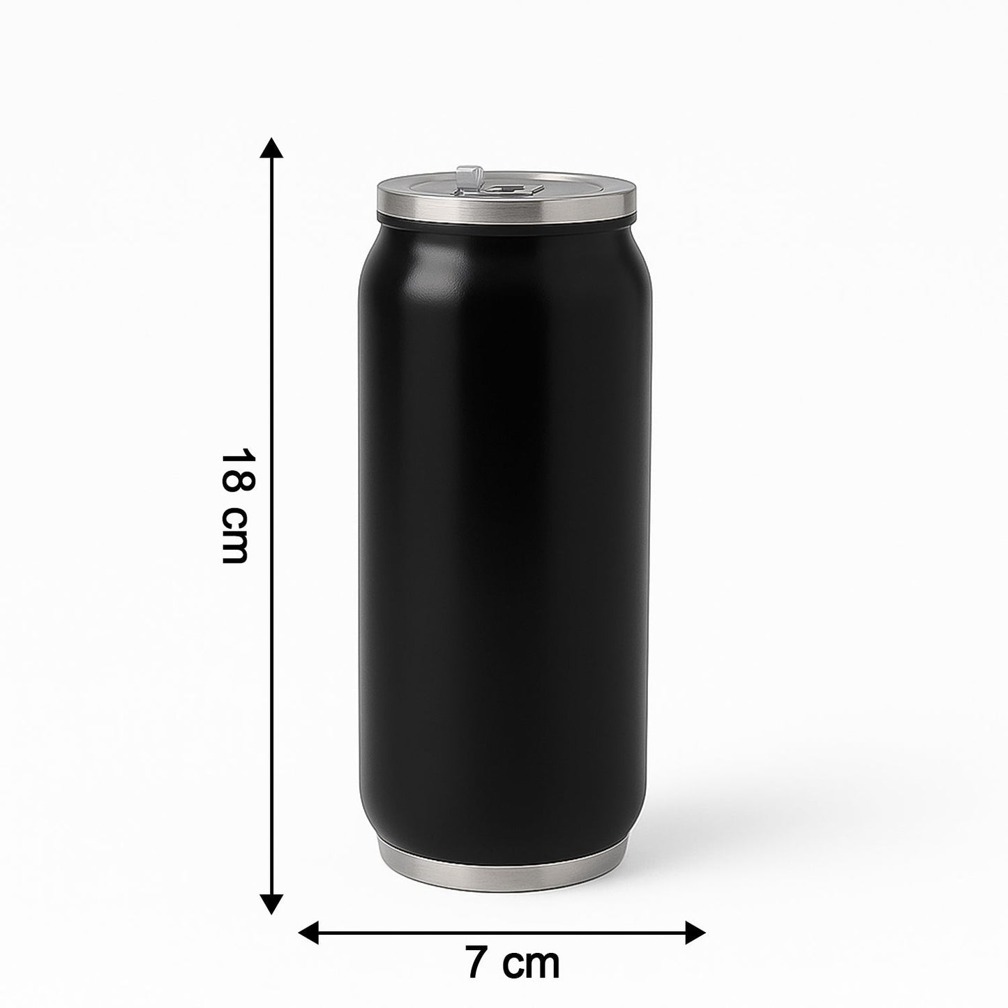 Stainless Steel Can-Shaped Vacuum Flask with Built-In Straw 500ml Approx (1 Pc)