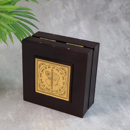 Golden Charan Paduka in Wooden Box – Spiritual Gift & Pooja Accessory