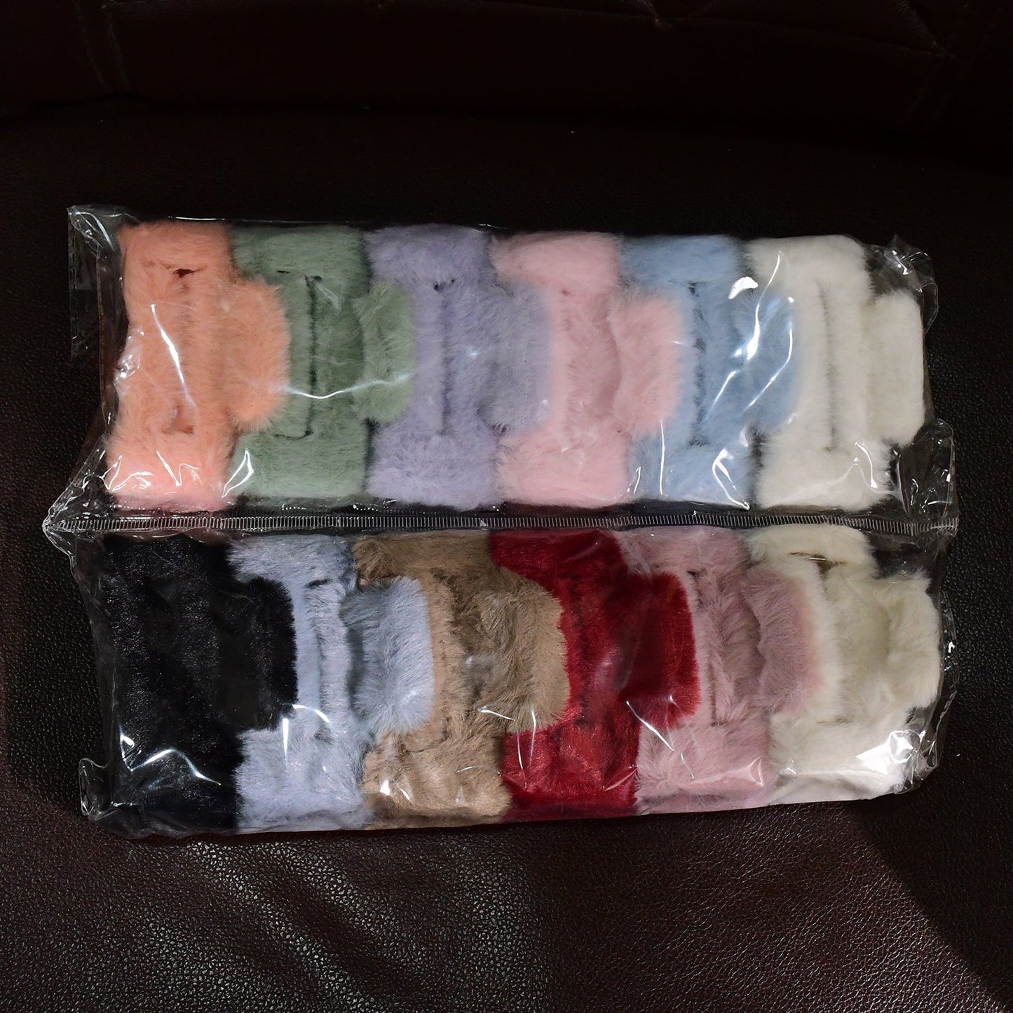 Big-Size Soft Faux Fur Hair Claw Clips (12 Pc)
