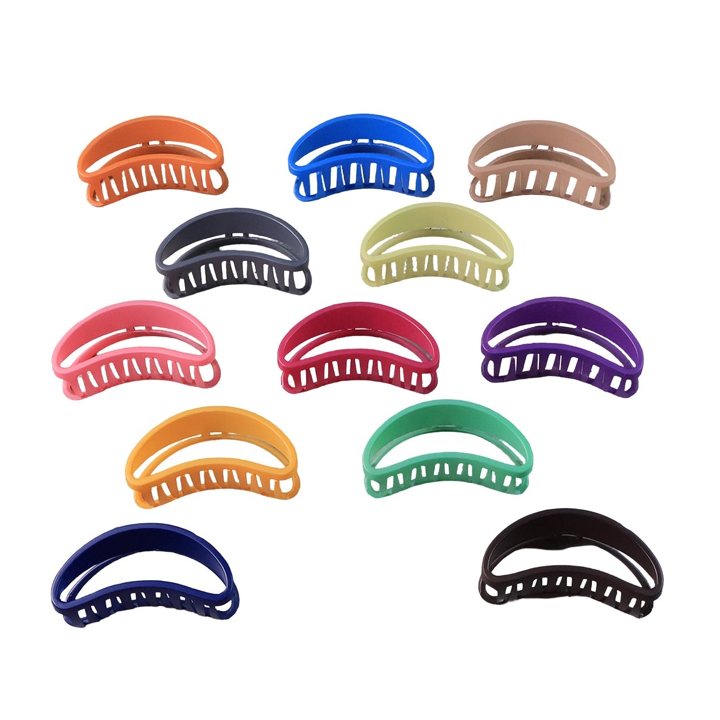 Plastic Hair Clamp Grip, Simple Matte Hair Barrette Clamp (12 Pc)
