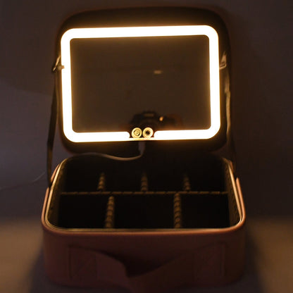Pink Premium LED Light Makeup Organizer Box (1 Pc)
