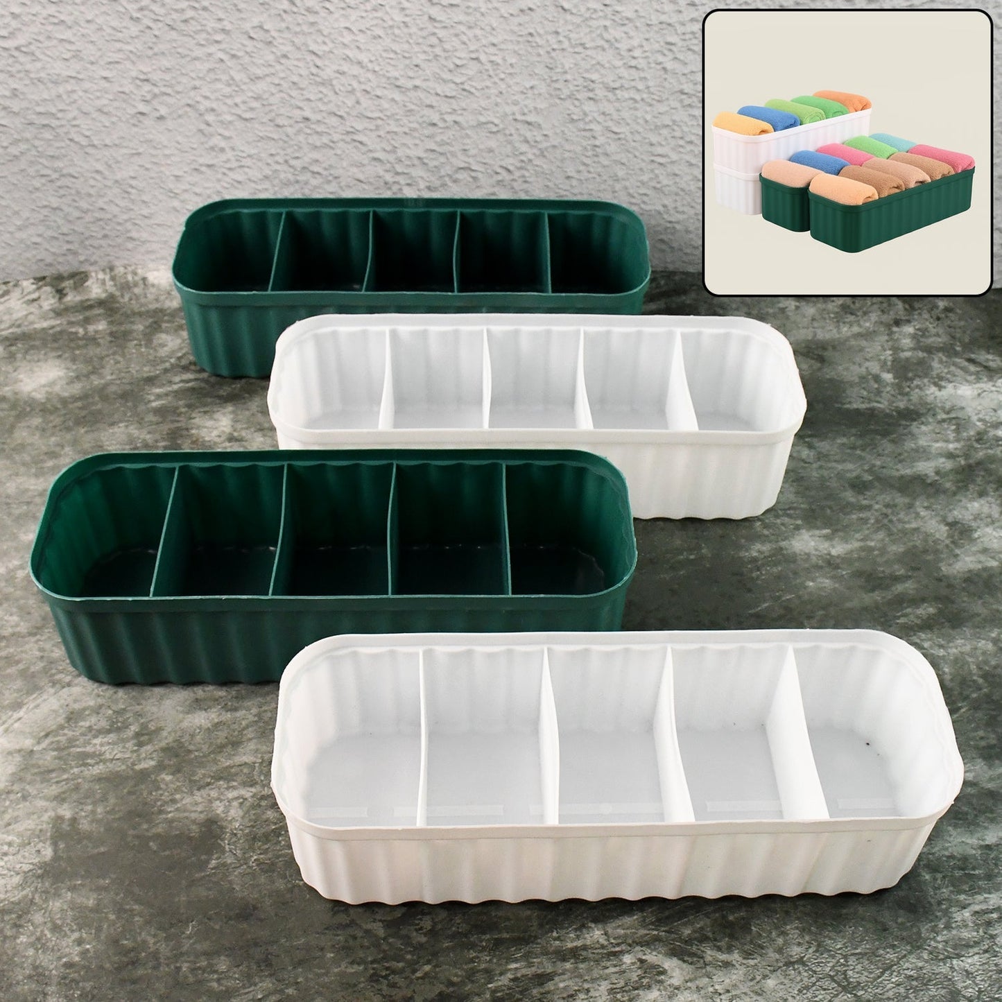 5 Compartments Socks / Handkerchief / Underwear Storage Box Socks Drawer Closet Organizer Storage Boxes (pack of 4)