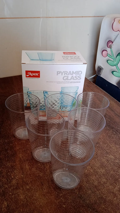 Apex Pyramid Ringo Plastic Glass – 300ml Approx | Durable, Crystal-Clear Tumbler
