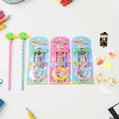 Fun Candy Design Pencil Set with Accessories (1 Set / Mix Design)