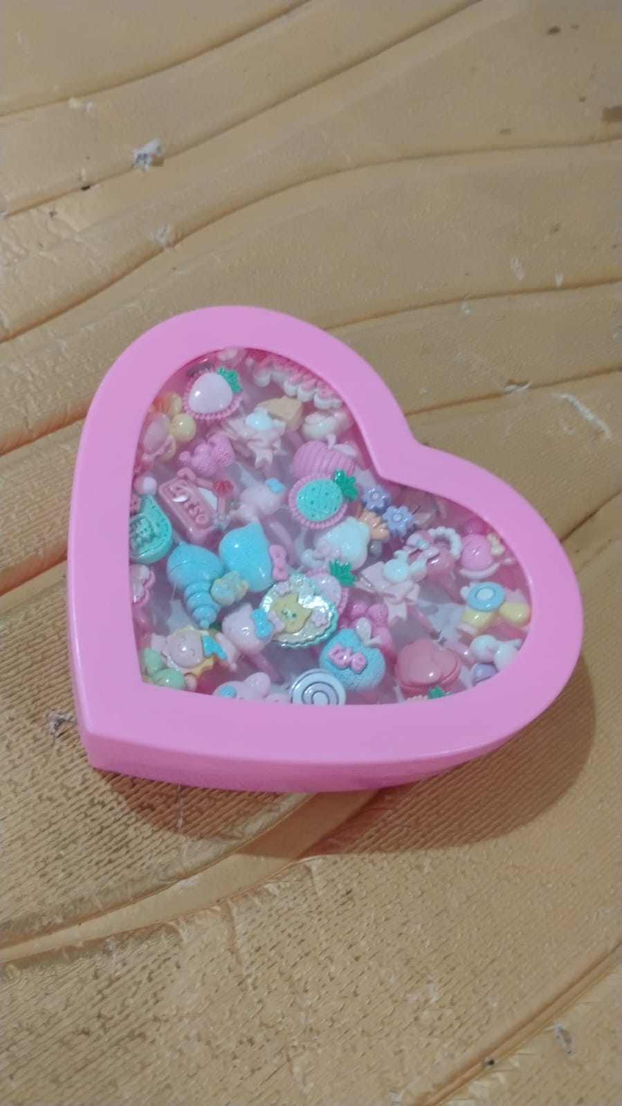 Adorable Playful Decorative Rings For Children In Heart Shaped Storage Box (35 Pcs Aprpox