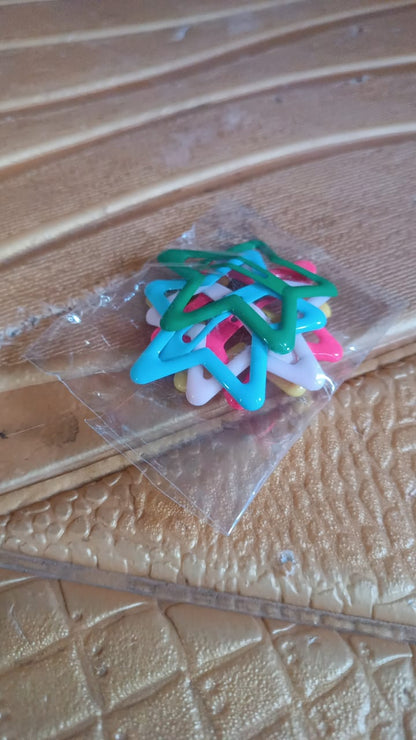 Metal Printed Star Shape Hair Clips (5 Pcs Set)