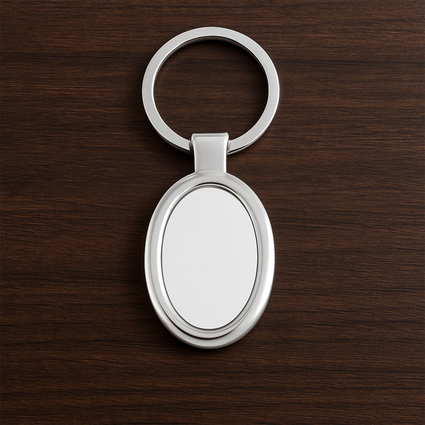 Sleek Oval Metal Keychain