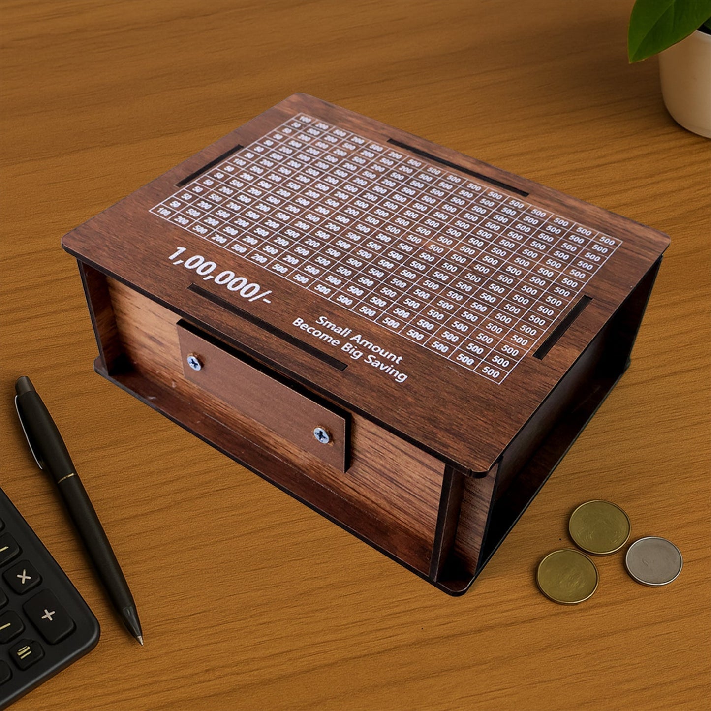 Wooden Money / Piggy Bank, Money Box (1 Pc / Pen Not Included)