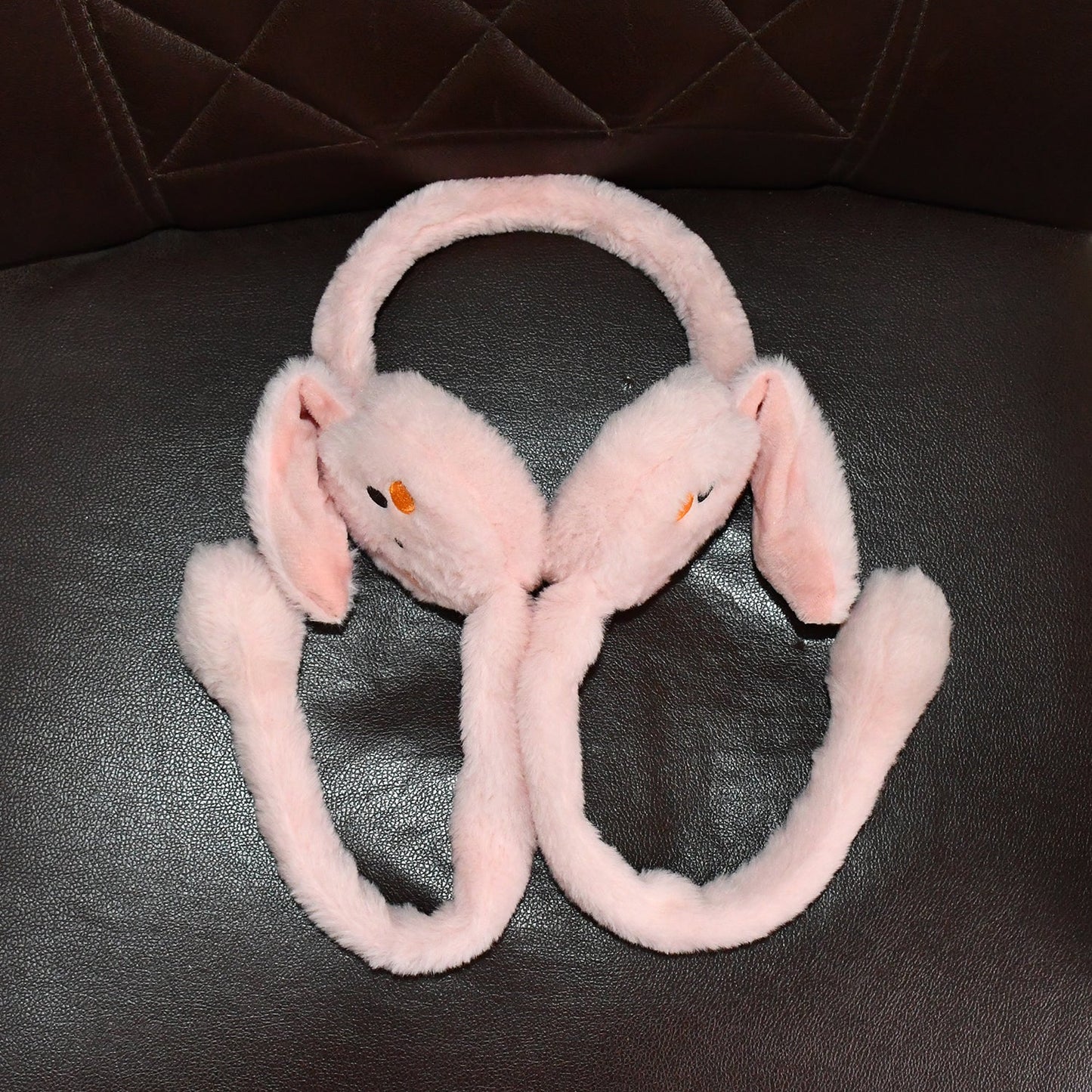 Cute Jumping Rabbit Ear Plush Winter Earmuffs (1 Pc)
