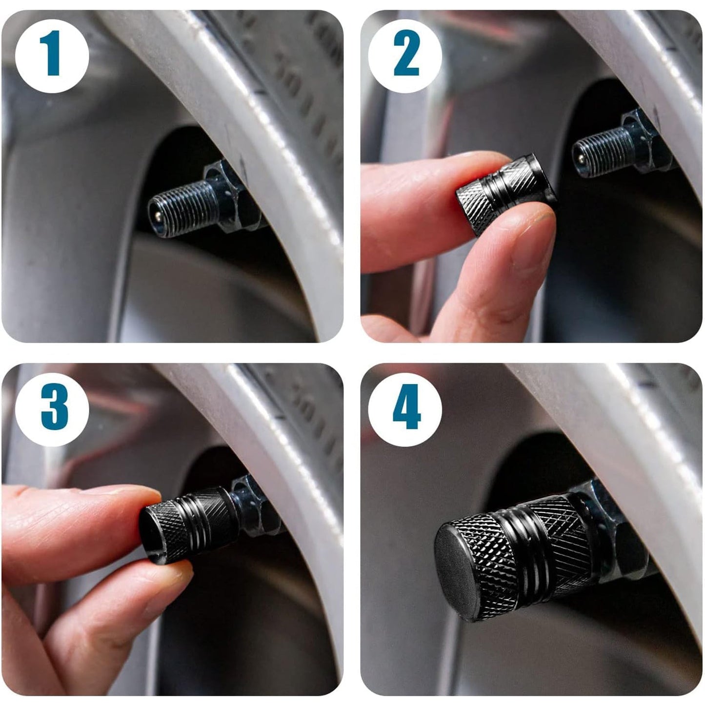 Tire Valve Stem Caps Fit for Genesis Cars. Air Valve Caps Suit for Most Car Truck SUV Wheel Accessories 4pcs Silver.